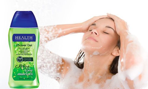 гели для душа Crystals Health гель для душа Relax девушка в пене